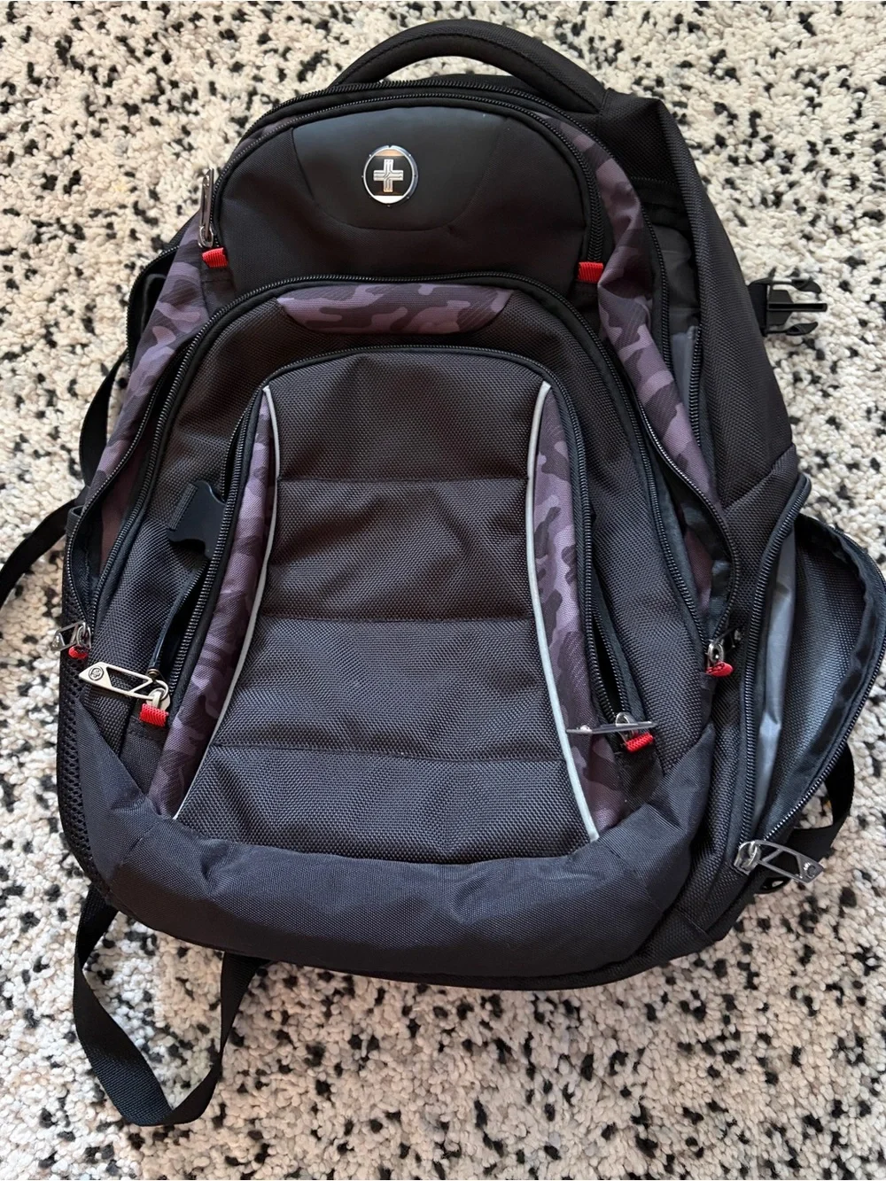 SwissDigital Business Laptop Backpack Black & Gray Camouflage | Brand New | Trav